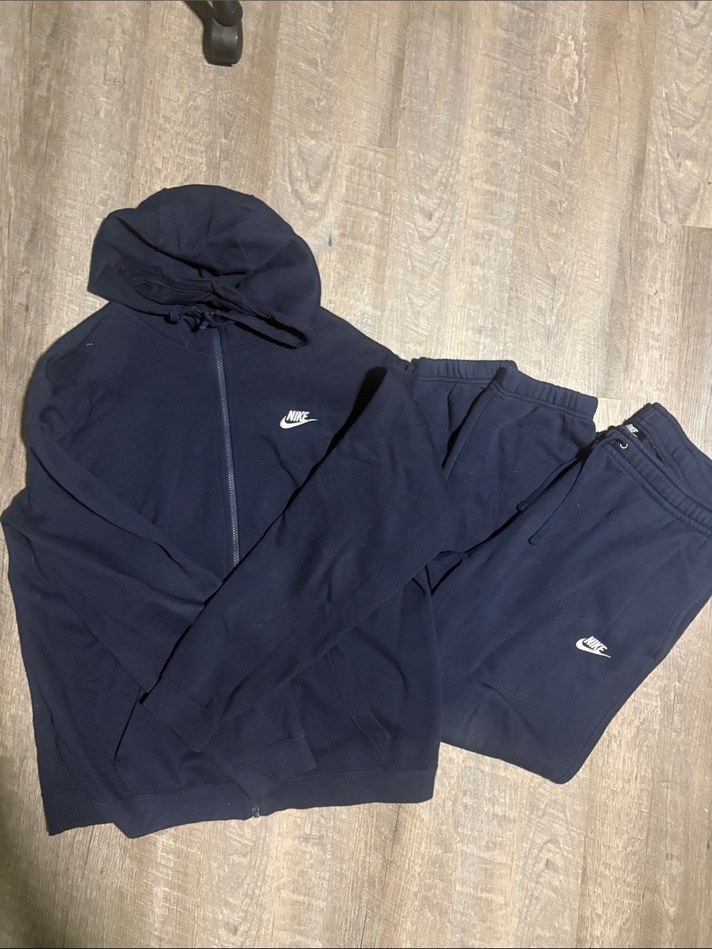 Nike Men's Navy Zip-Up Hoodie and Matching Sweatpants Set